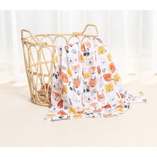 Kangobaby Muslin Gauze Baby Blanket Nursing Cover Bamboo Cotton Super Soft Rainbow Pattern 47x47inch