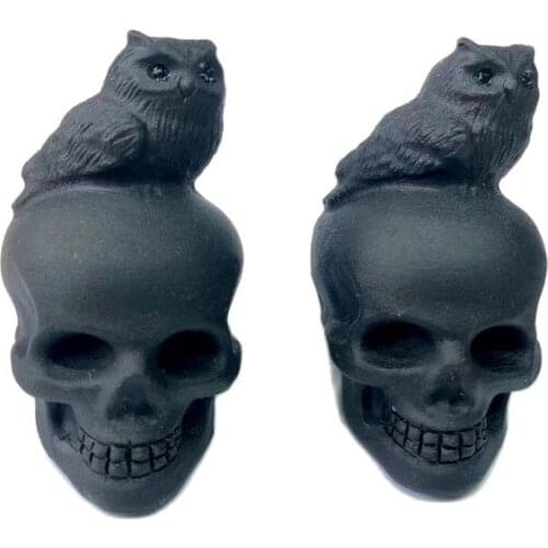 Natural Stone Black Obsidian Handmade Carved dog /skull owl Animal Powerful Statue For Home Decoration Gift