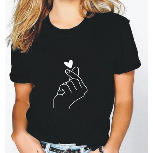 Send love printing T-shirt womens summer casual Harajuku cotton tee shirt femme street plus size 0- neck funny T-shirts tops