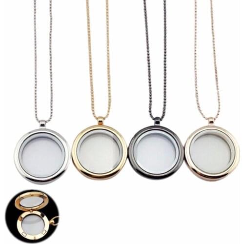 For Women Living Memory 30mm Necklace Jewelry Making Fashion Round Floating Locket Magnet Glass Locket Pendat Can Open