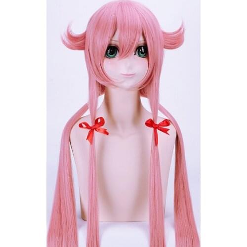The Future Diary Yuno Gasai Cosplay Wig women 100cm Long Straight Pink Wigs Heat Resistant fiber Mirai Nikki Synthetic fake hair
