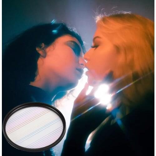 Rainbow Blue Streak Filter Flare Camera Lens FX Filter Rotating a Polarizing Flare for Canon Chromatic Nikon Q8R1 77/82mm Night