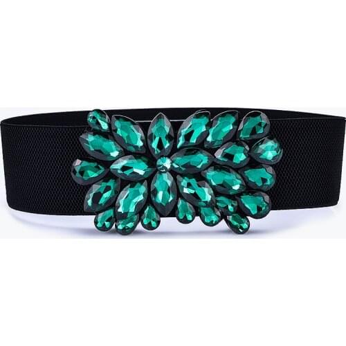 Hongmioo New Fashion Women Belt With Colorful diamonds Belt For Women Wide Elastic European style Accessories Dresses Belts