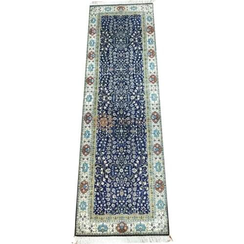 Seeykeep™ 2.5x8ft Rectangle Pure Silk Handknotted Floral Design Runner Rug-SK3036141