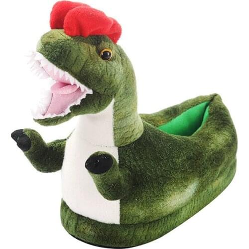 Couple Indoor Funny Slippers New Cartoon Dinosaur Slides Cute Furry Home Warm House Shoes Women Winter Slides Snug Cotton Shoes