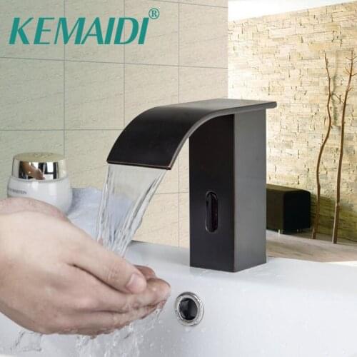 KEMAIDI Bathroom Basin Faucet Luxury Sense Faucets Sink Mixer Oil Rubber Brushed Waterfall Single Handle Hole Tap Deck Mounted