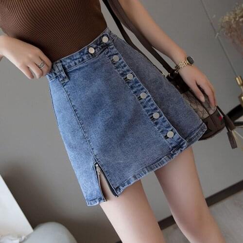 Skirts Women Denim Mini Sexy Harajuku Solid High Waist Skirt A-Line Casual Clothing Trendy Korean Fashion Leisure Slim Faldas