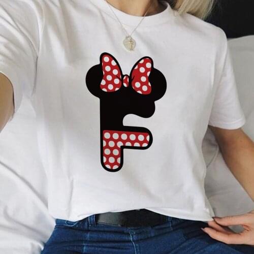 Custom Name Disney Minnie Mouse Letter Combination Women High Quality Print 90s Lover T Shirt Font A B C D E F G Short Sleeve