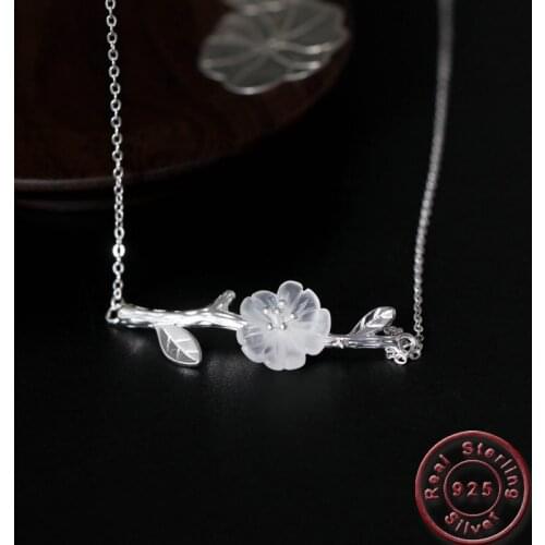 Amxiu Luxury Natural Crystal Plum Flower Necklace Handmade 925 Silver Clavicular Chain Jewelry For Women Girls Gift Accessories