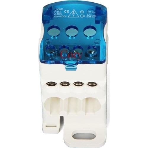 1PC UKK80A Din Rail Terminal Blocks One in several out Power Distribution Box 690V/80A Universal Electric Wire Connector