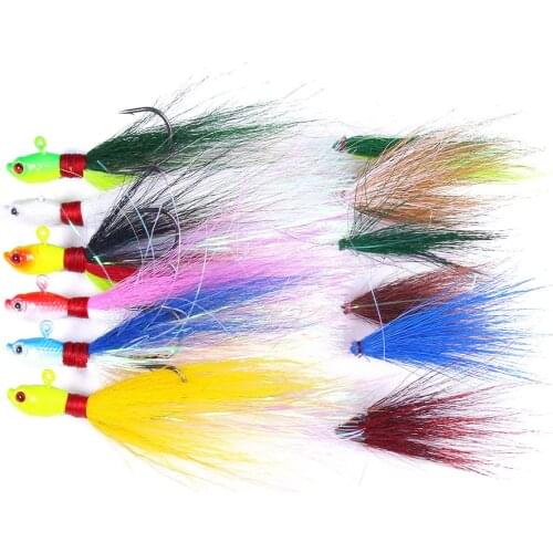 1Pcs Metal Jig Hook Bait Lead Hook 7g-42g Swim Jig Blade Bait with Deer Hair Feather Hook buzzbait Fishing Lures