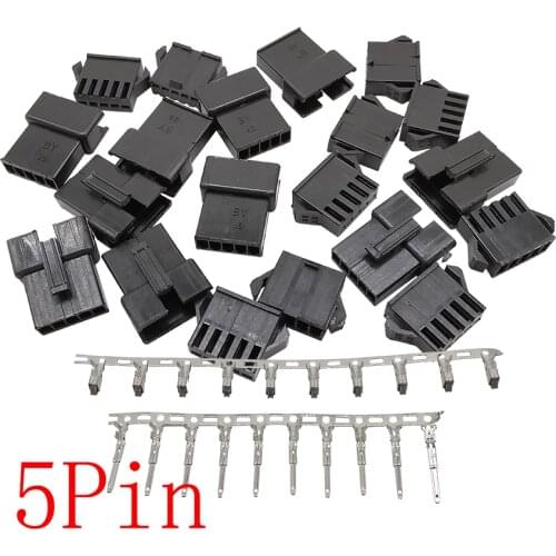10/20/30 Set JST SM 5Pin Connector Plug Socket Pitch 2.54MM 5 Pin Female + Male Plastic Housing Shell Terminals Wire Connector