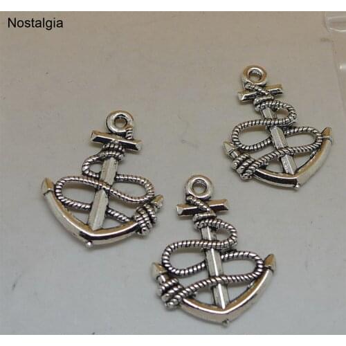Nostalgia 10Pcs Anchor Charms For Jewelry Making Nautical Jewlery Sea Ocean Necklaces Pendants 25*20mm