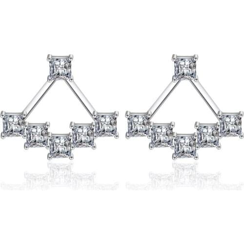 100% 925 sterling silver new fashion shiny star crystal ladies' stud earrings wholesale jewelry wedding gift drop shipping cheap