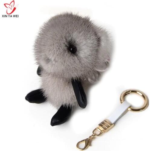 2019 Fashion Mink Fur Bear Keychain Fluffy Pom-Pom Small Jewelry Car Pendant Key Ring Ladies Bag Key Ring Ring