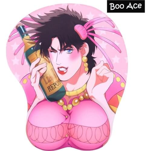 JOJOS BIZARRE ADVENTURE Anime 3D Mouse Pad Soft Breast Chest with Wrist Rest Silicone gel filled
