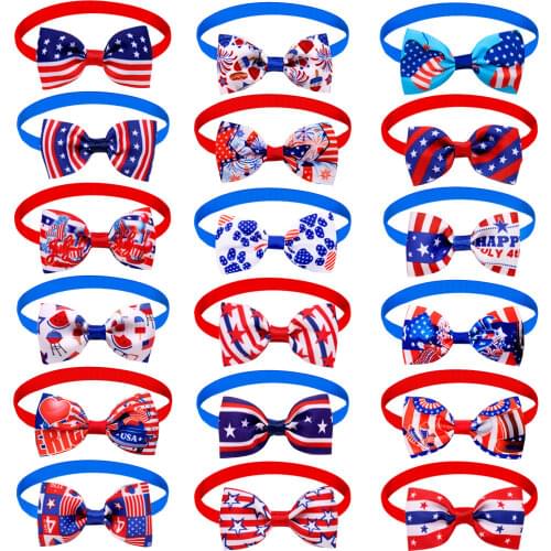 60pcs Dog Bow Tie American Independence Day Pet Supplies Pet Dog Cat Bowtie Pets Dogs Grooming Accessories For Small Dogs