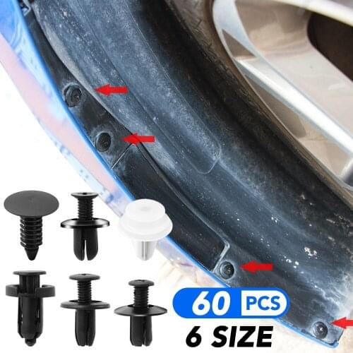 60pcs Car Clips Retainer Push Engine Cover Fender Fastener Clips for Honda Civic Accord Fit CRV Opel Mokka Antara Astra G j H