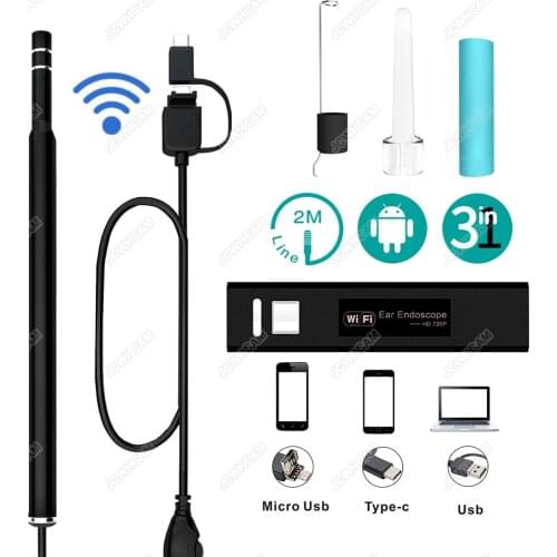 Wireless WiFi Ear Cleaning Earpick Endoscope 5.5mm 720P HD 1.3MP Visual Ear Spoon Clear Remover Tools Otoscope for IOS Android