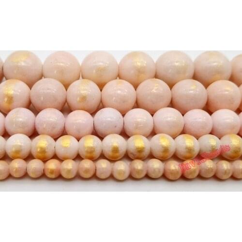 Natural Golden Rainbow Jades Round Loose Stone Beads 4 6 8 10 12mm DIY Gold Pink Color Stone Beads For Jewelry Making 15