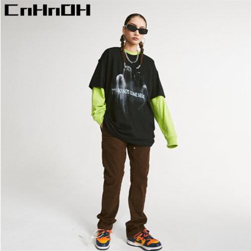 CnHnOH New Arrival Fashion Mens Long T-shirts Cotton Oversized Do Not Come Near Top Unisex Clothing 11003