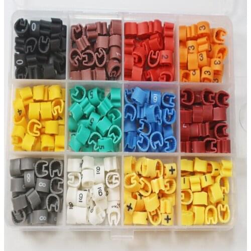 Freeshipping 0.75 1.5 2.5 4.0 6.0 10.0 mm2 colorful cable marker plum tubing 0-9 + -different number kits