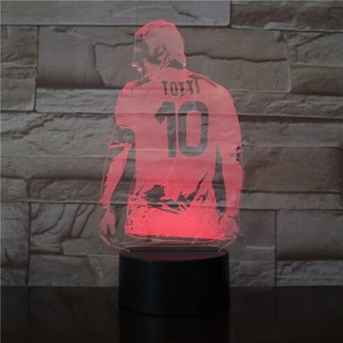 Football Player Francesco Totti Back View Figure Led Night Light for Bedroom Decor Gift for Boyfriend Soccer Fan Dropship 3270