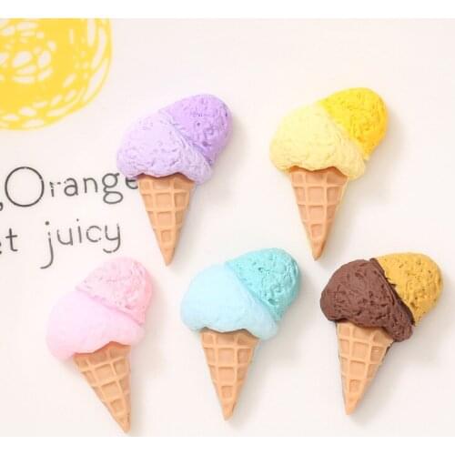 10Pcs Simulation Ice Cream Resin Cabochon Flatbacks Fit Phone Deco Parts DIY Embellishments Scrapbooking Crafts Hair Accessories