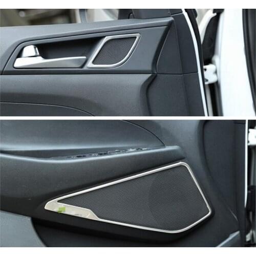 Stainless Steel Car Door Up + Bottom Speaker Frame Cover Trim Fit For Hyundai Tucson 2016 2017 2018 2019 Interior Kit