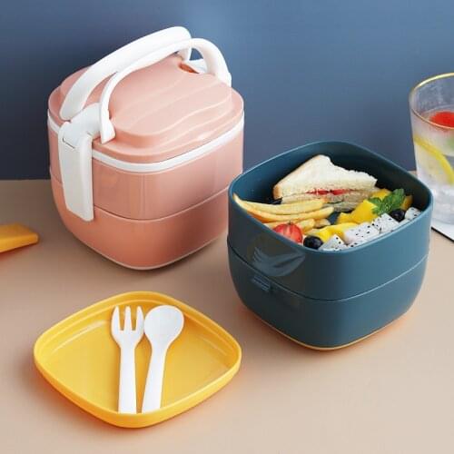 Square Double Bento Box insulated lunch container japanese snack box Breakfast Boxes food container storage lunch box for kids