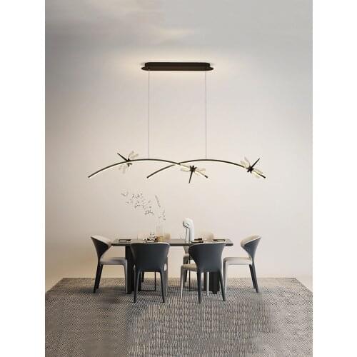 Minimalist Dining Table Light Modern Lights For Kitchen Long Bar Hanging Lamps Black Dragonfly Chandelier Indoor LED Fixtures