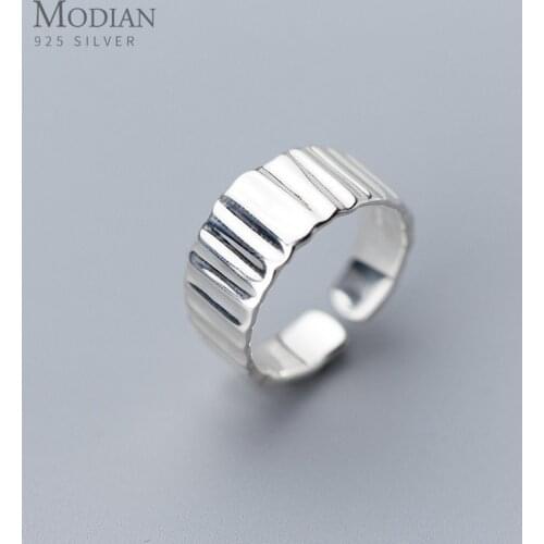 Modian Classic 925 Sterling Silver Geometric Simple Ring fit Women Hip Hop Style Free Size Ring Fine Jewelry Accessories