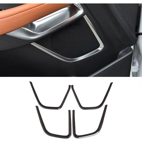 4pcs Carbon Fiber Style ABS Plastic Stickers Car Interior Door Speaker Frame Trim for Jaguar E-Pace 2018 2019 Accessories