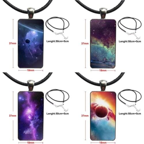 Brand New Nebula Thing 1 2 Couple Necklace Fashion Long Chain With Rectangle Necklace Jewelry For Girls Gift