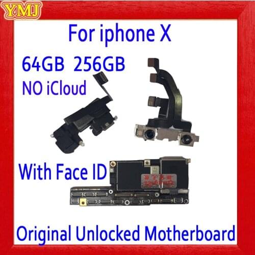 Factory unlocked for iphone X Original Motherboard with Face ID/Without Face ID,IOS System Logic board for iphone X Mainboard