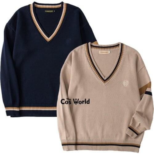 [Shui Yuan Ding] Autumn Winter Long Sleeve Knit Tops Pullovers V Neck Sweaters For JK DK School Uniform Student Cloth