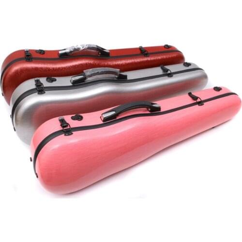 Yinfente 4/4 Full Size Violin Case Mixed Carbon Fiber Strong Light Box silvery red pink Color