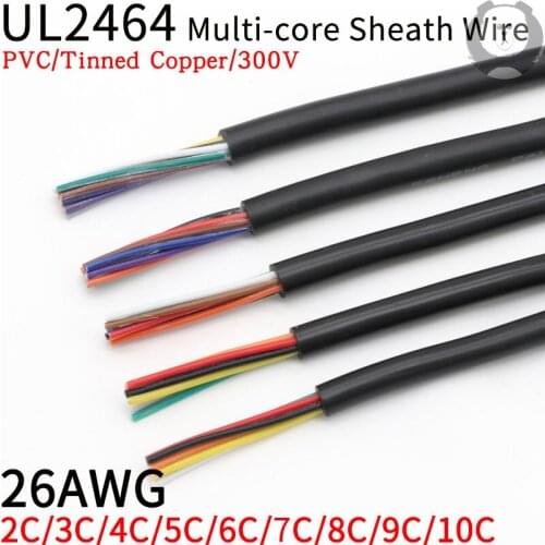 1M 26AWG UL2464 Sheathed Wire Cable Channel Audio Line 2 3 4 5 6 7 8 9 10 Cores Insulated Soft Copper Cable Signal Control Wire