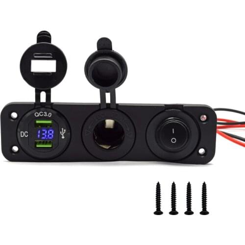 Cigarette Lighter Socket Splitter 12V Dual USB Charger Power Adapter Outlet for Car Boat Marine Motorcycle Scooter RV DIY Kit