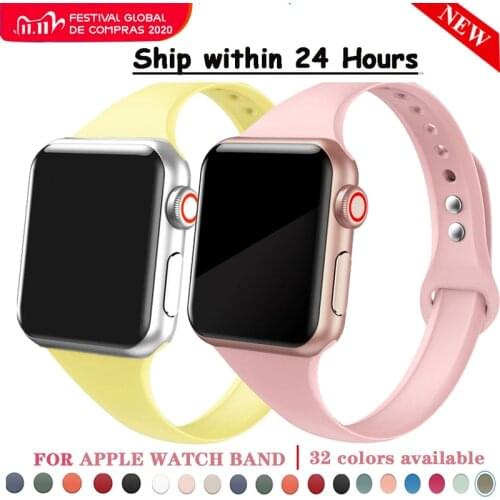 Strap for Apple Watch 6 Band 44mm 40mm 42mm 38mm Sport Slim silicone bracelet Watchband for Correa Iwatch Series SE 5/3/2/1
