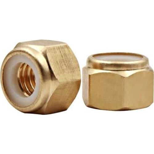 Hexagonal nylon locking copper nut, brass, self-locking, anti-dropping screw cap, copper nut M2M3M4M5M6M8
