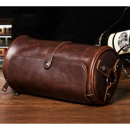 Hot Sale New Fashion Mens Leather Bags Small Shoulder Bag Cylindrical Shape Men Messenger Bag Crossbody Leisure Sling Bag