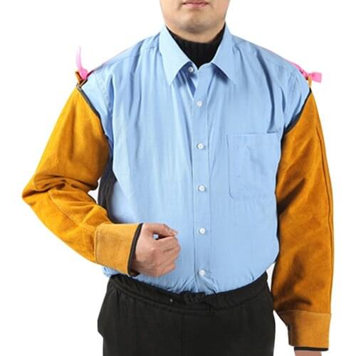 1 Pair Heat Resistant Welding Sleeves Professional Welder Spark Heat Resistant Arm Protection Leather Sleeves for Welding
