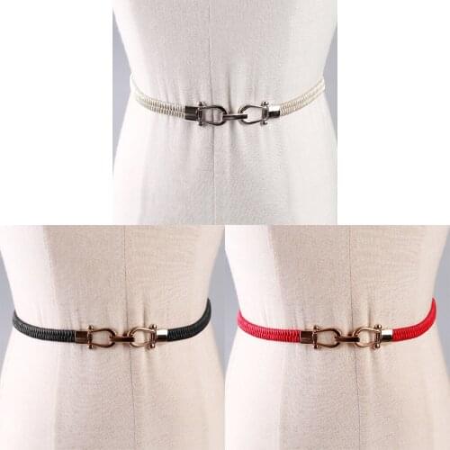 Thin Narrow Waistband Elastic Stretch Waist Belts Ornament