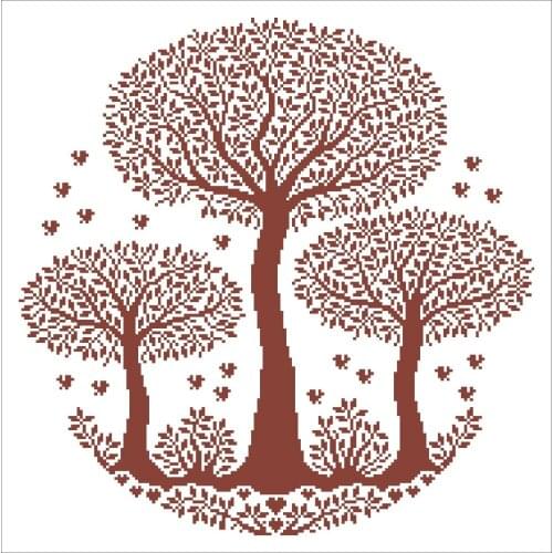 Three trees cross stitch package plant 18ct 14ct 11ct white fabric cotton silk thread embroidery DIY handmade needlework