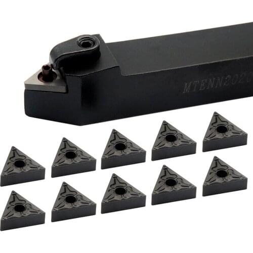 10PCS TNMG160404 TM PC4125 Carbide Inserts + 1PC MTENN2020K16 External Turning Tool Holder CNC Lathe Cutter Tool Set For Steel