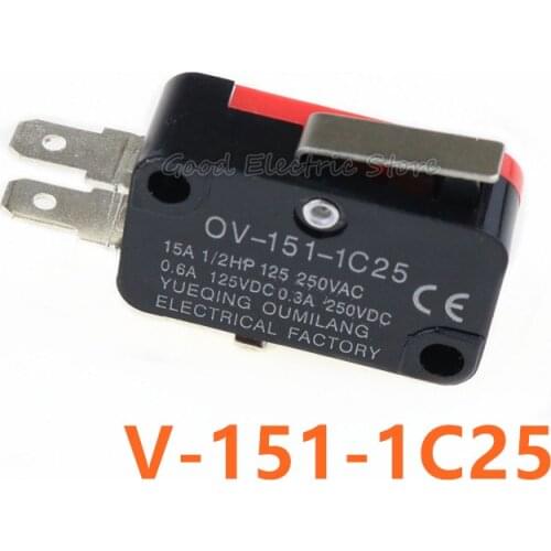 V-151-1C25 15A 250VAC SPDT NO/NC Roller Lever Arm Momentary Micro Switches Pulley