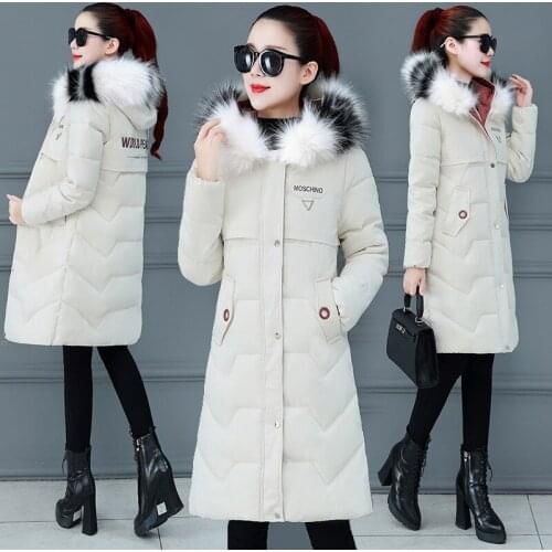 Womens winter jacket high-end new Korean version of the slim cotton padded fur collar temperament womens clothing