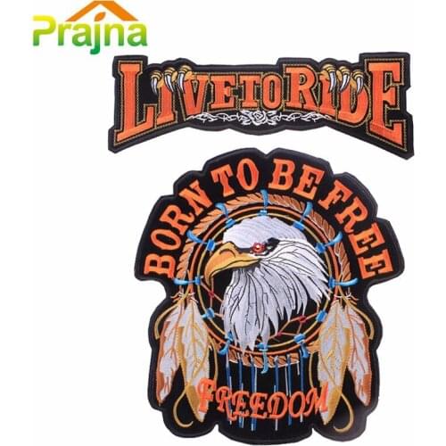 2PCS Letter Punk Rock Skull Patch Iron On Cheap Embroidered Large Motorcycle Biker Patches For Clothes Vest Big Back Patch Tiger