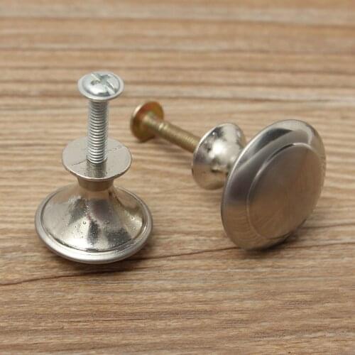 2Pcs 24mm/28mm Zinc Satin Nickel Cabinet Pull Cupboard Drawer Handle Knobs Wardrobe Handle With Screw Furniture Pull Knobs